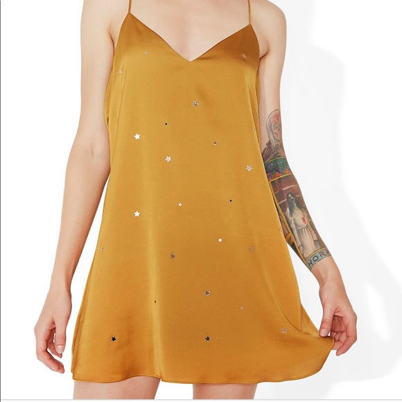 For Love & Lemons Twinkle Slip Dress Olive Gold - Picture 3 of 6